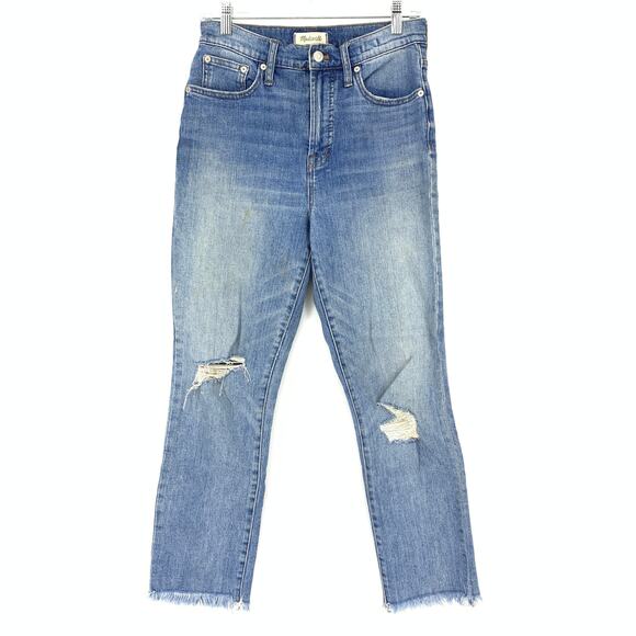 Madewell Jeans Women's Size 28 Perfect Vintage Cut Off Straight Leg Blue - Picture 1 of 8